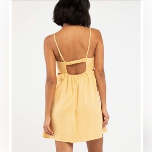 NWT Love Tree Linen Babydoll Mini Dress with Side Cutouts in Creamsicle